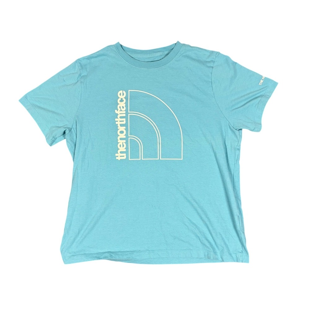 The North Face T-Shirt Womens L Blue Graphic Short Sleeve Exploration 2023 Tee - Picture 1 of 8